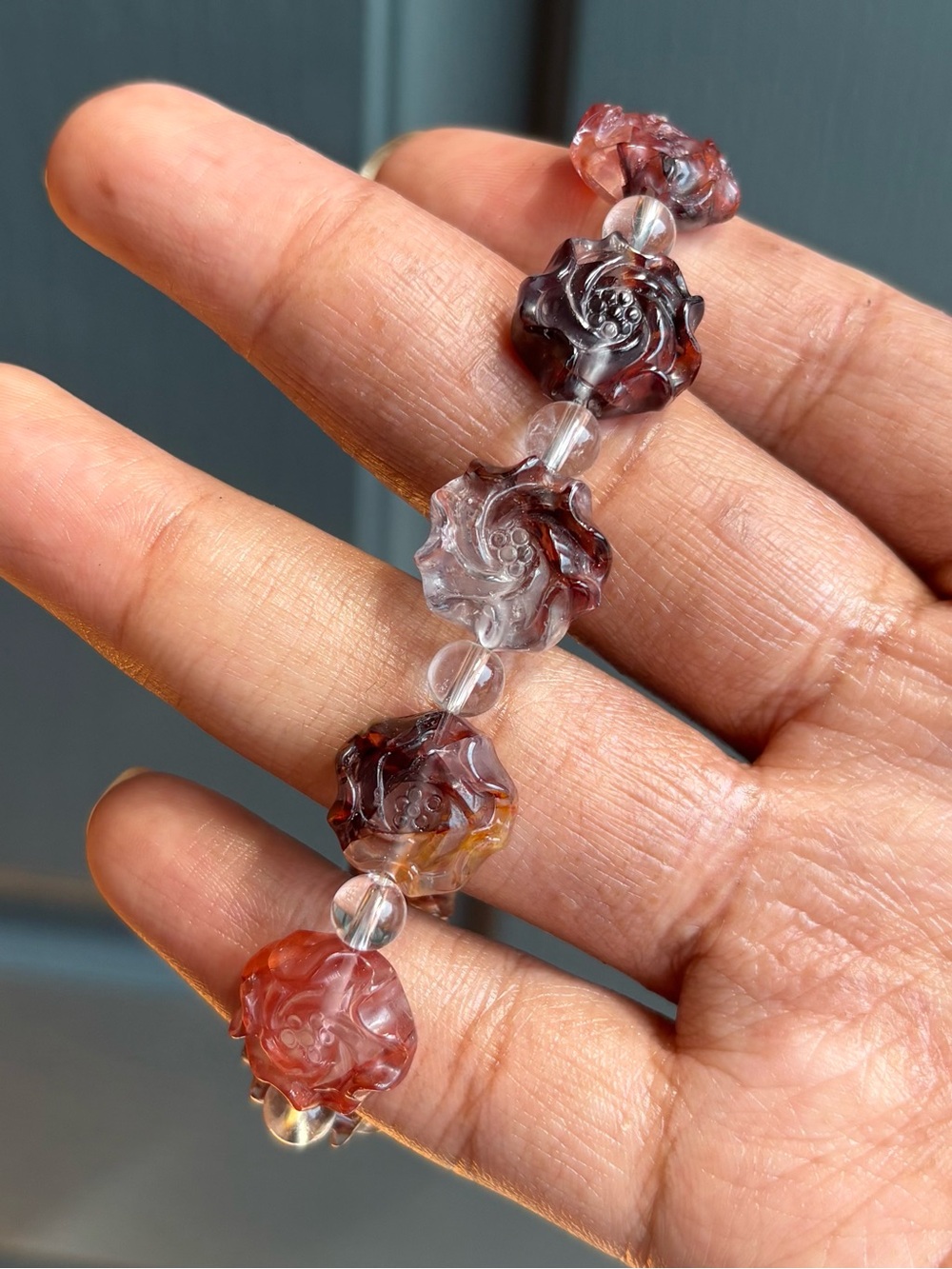 Fire Quartz Flower Crystal Charm Bracelet - Picture 10 of 12